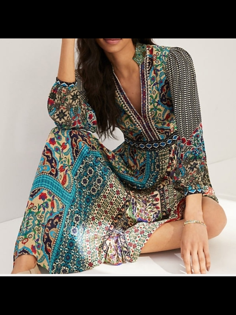 Anthropologie Satin Flowy Colorful Maxi Dress - Bhanuni by Jyoti